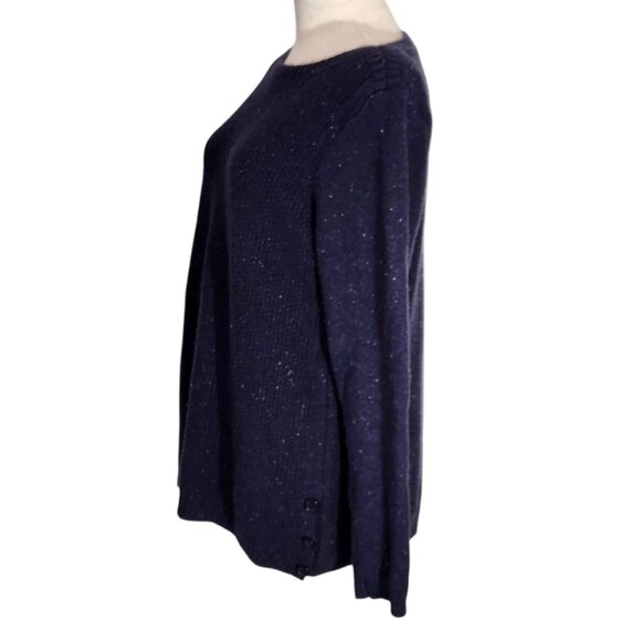 Talbots Navy Blue Speckled Sweater Long Sleeve Cotton Blend Womens Petite Size M - Picture 4 of 13